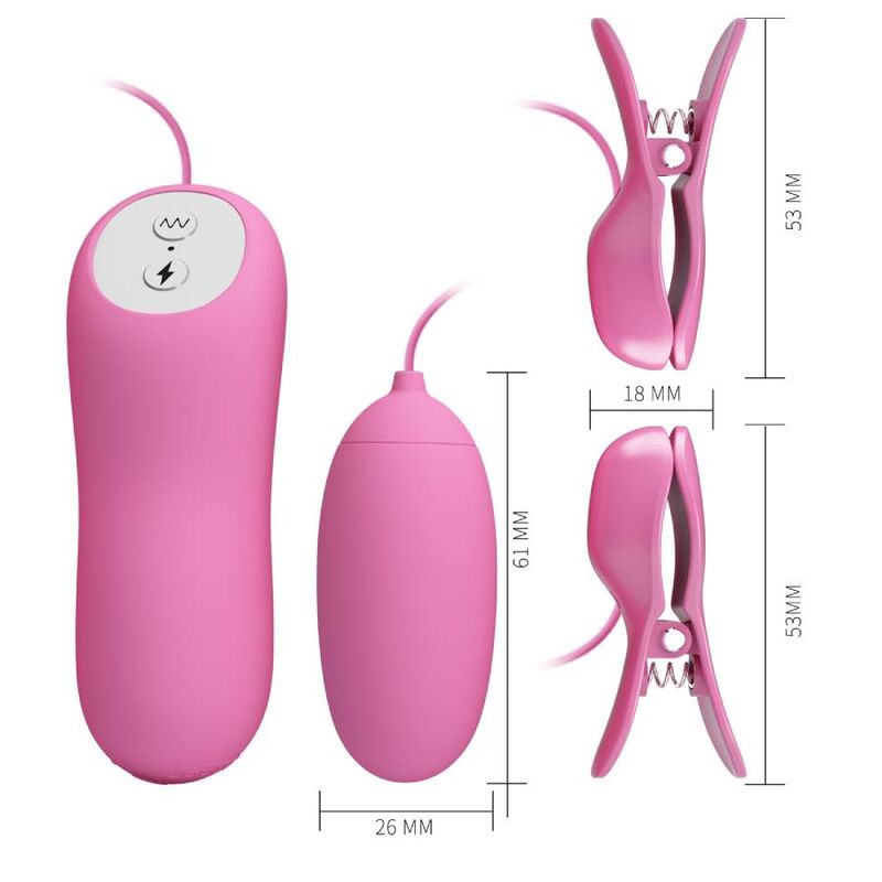 Pinzette Vibranti Capezzoli con Elettrostimolazione Pretty Love