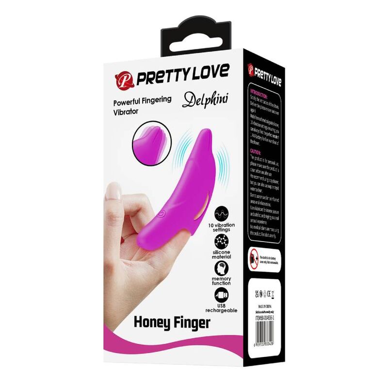Vibratore da Dito Pretty Love Delphini — Silicone, 10 Funzioni