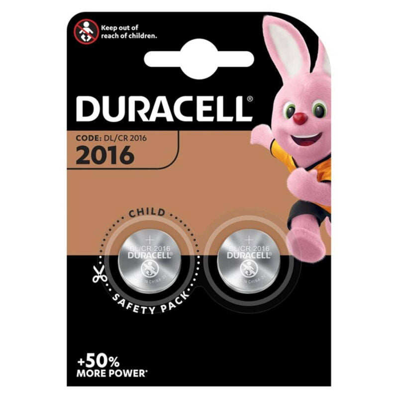 Batterie a Bottone Litio CR2016 Duracell — 3V, 2 Unità