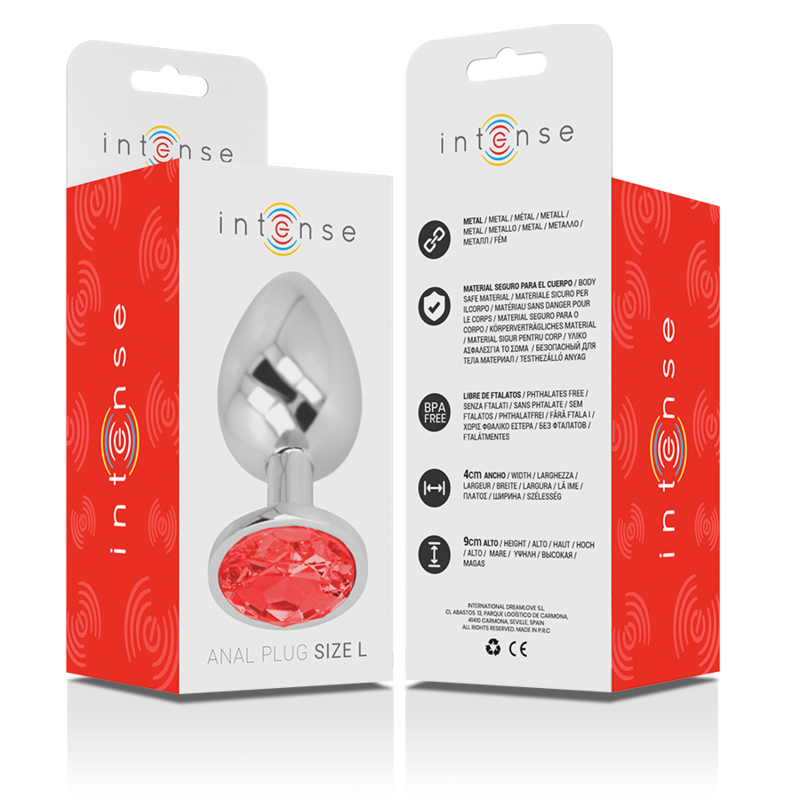 Plug Anale in Metallo Intense Diamond Jewel — Cristallo Rosso, L