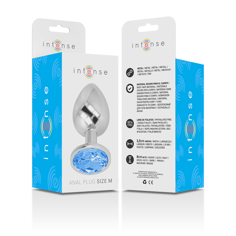 Plug Anale in Metallo Intense Diamond Jewel — Gioiello Blu, M