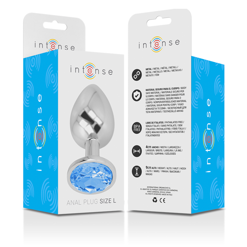 Plug Anale in Metallo Intense Diamond — Cristallo Blu, Taglia L