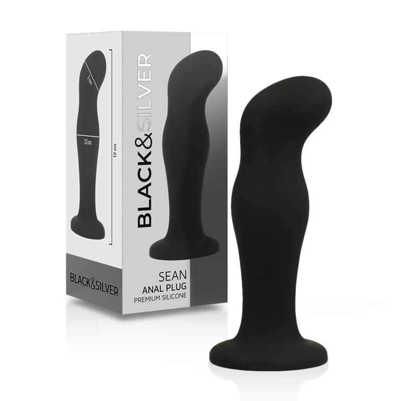 Plug Anale in Silicone Black&Silver Sean — Premium, Nero
