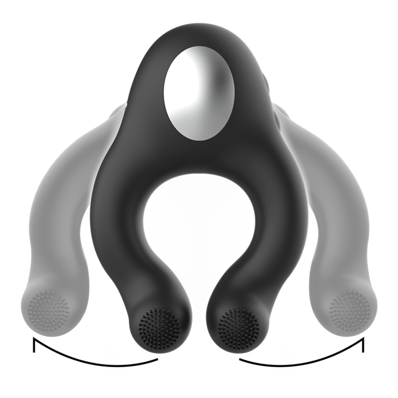 Anello Fallico Vibrante Black&Silver Licking — 3 Motori, Silicone