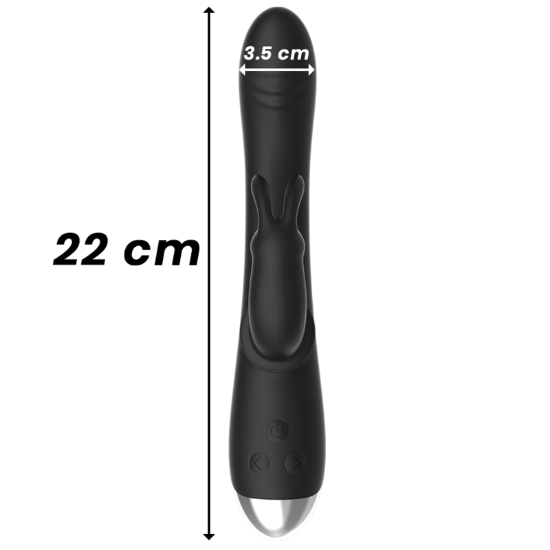 Vibratore Rabbit Black&Silver Adam — Silicone, Ricaricabile, Nero