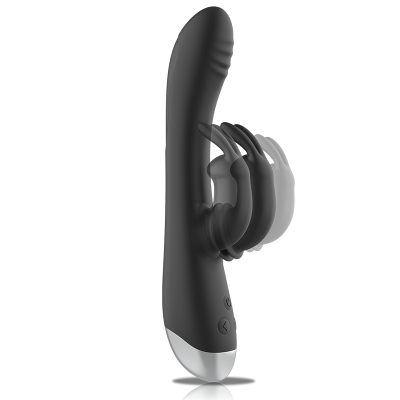 Vibratore Rabbit Black&Silver Adam — Silicone, Ricaricabile, Nero