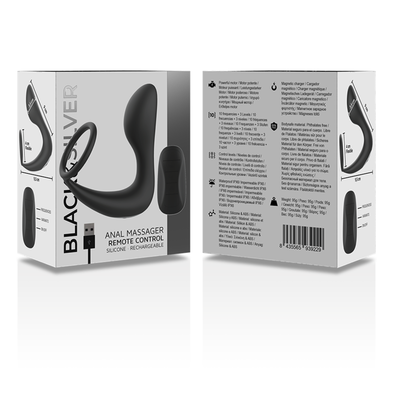 Plug Anale Vibrante con Telecomando Black&Silver — Silicone