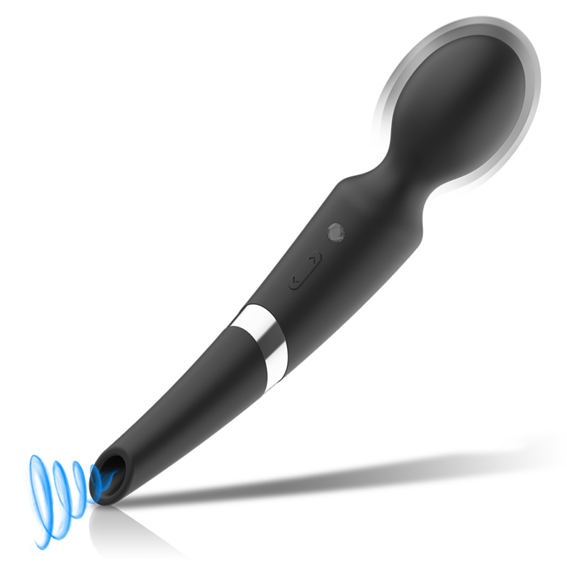 Vibratore Wand con Ventosa Black&Silver Beck — Silicone 2 in 1