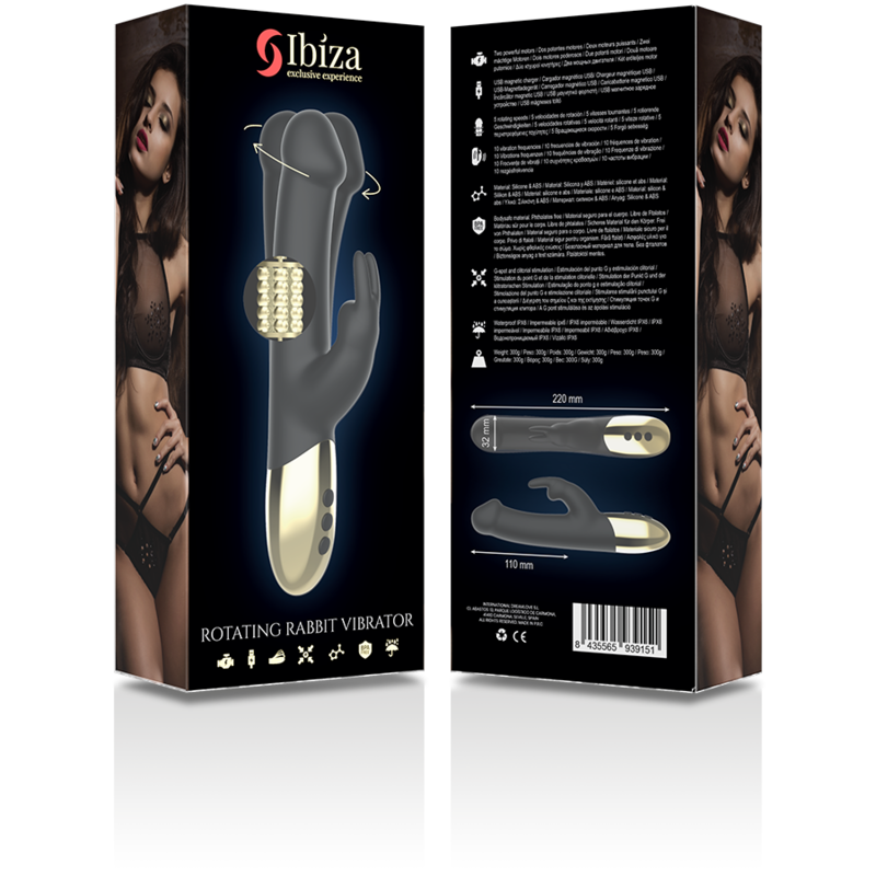 Vibratore Rabbit Rotante Ibiza — Doppia Stimolazione, Silicone