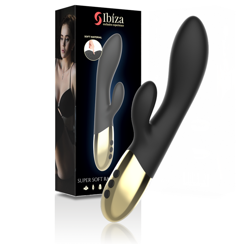 Vibratore Rabbit Ibiza Supersoft — Silicone Nero e Oro