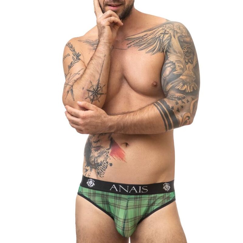 Slip Sexy da Uomo Anais Men Magic — Lycra Quadri Verde Nero