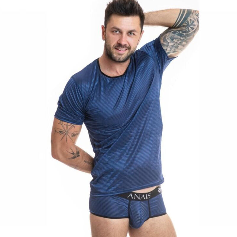 T-Shirt Rete Uomo Anais Men Naval — Tulle Righe Navy, Taglia S
