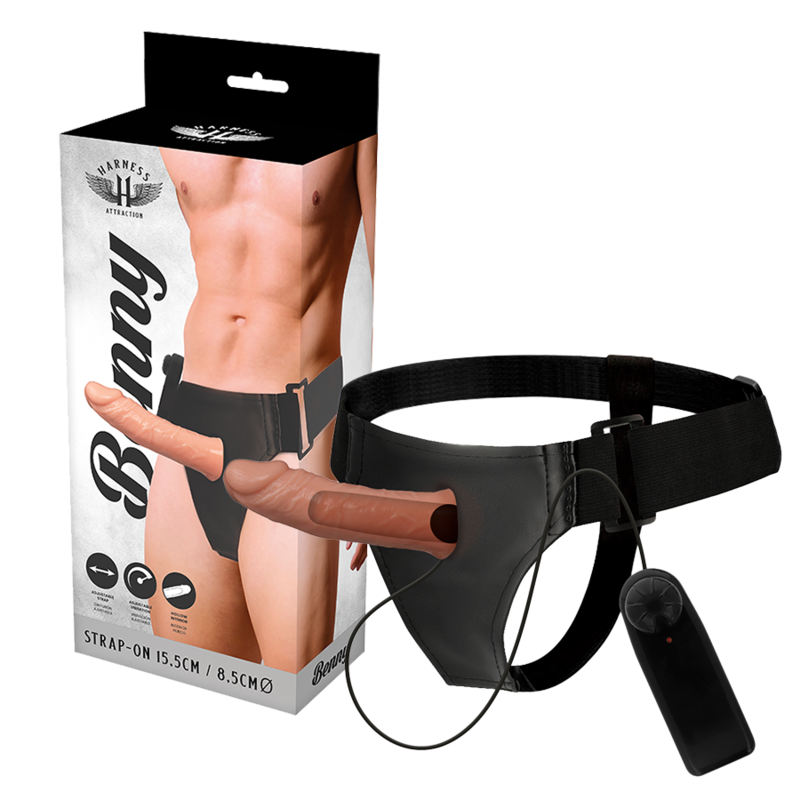 Guaina Fallica Cava con Vibratore Harness Attraction Benny — 15 cm