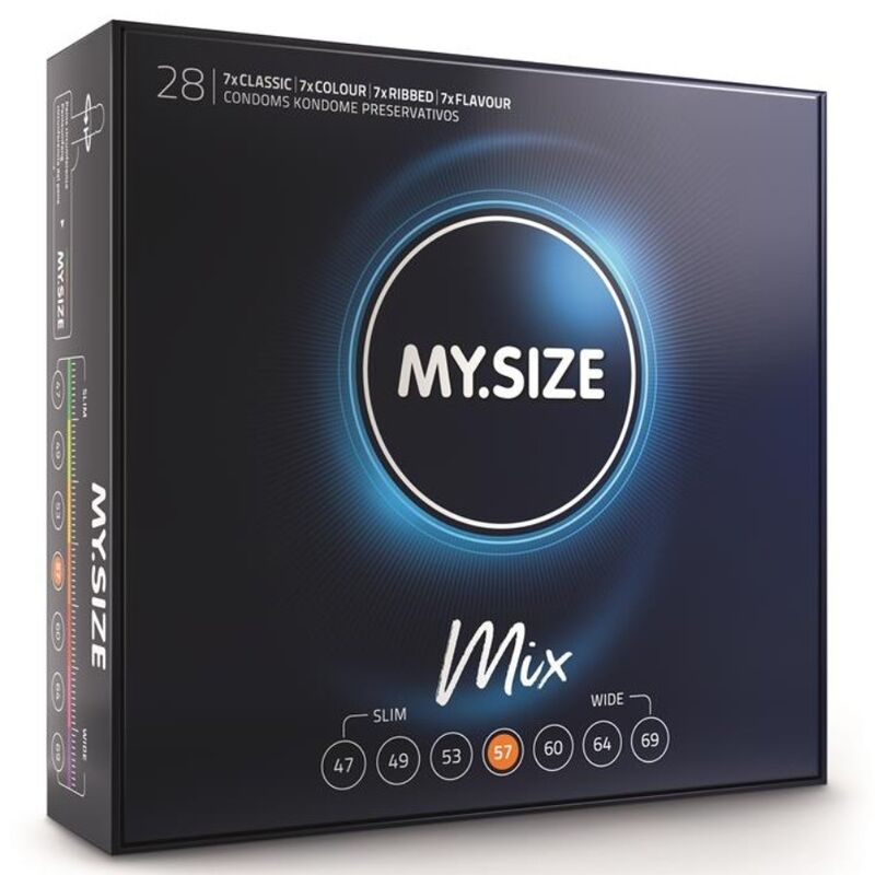 Preservativi Mix My Size — 57 mm, 28 Unità