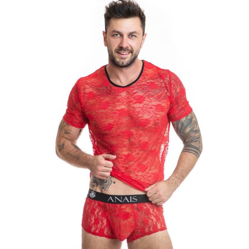 Lingerie Sexy T-Shirt Anais Men Brave — Pizzo Rosso Floreale, S