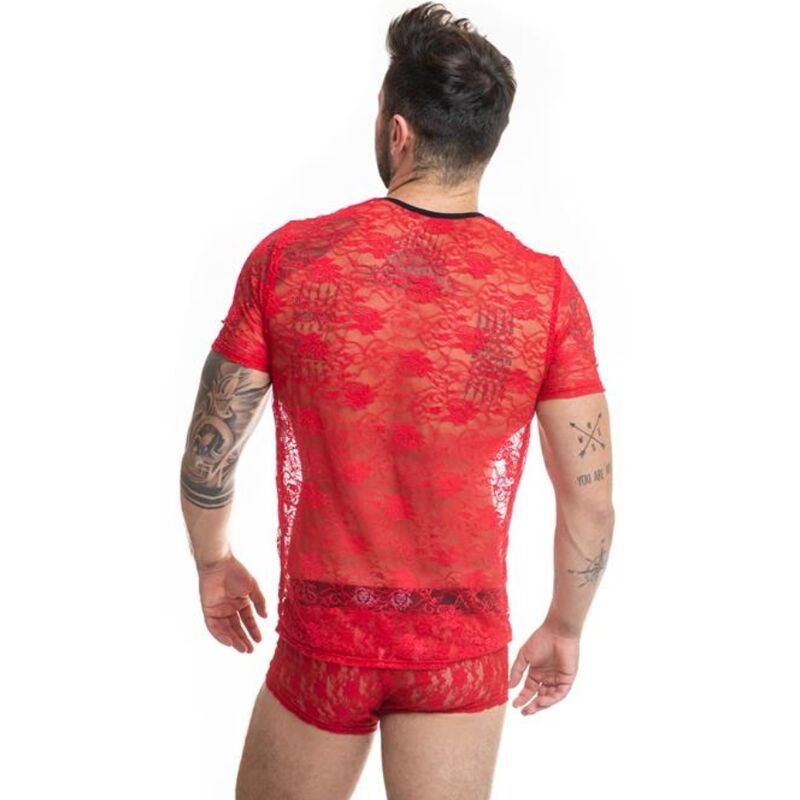 Lingerie Sexy T-Shirt Anais Men Brave — Pizzo Rosso Floreale, S