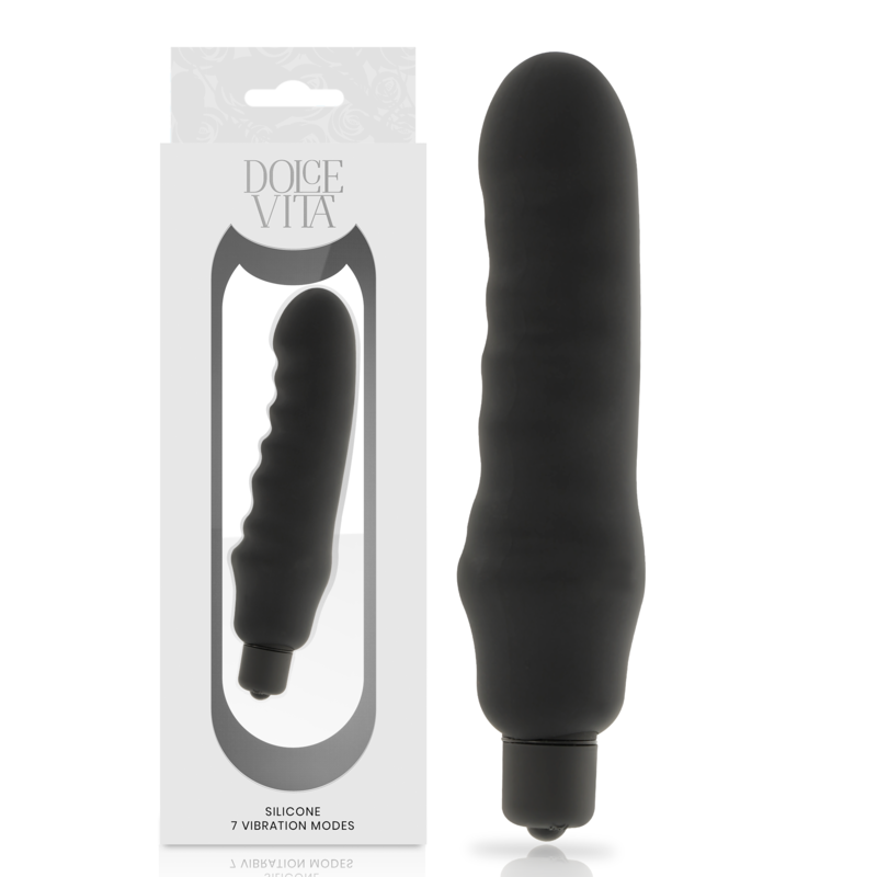 Vibratore Classico Dolce Vita Genius Black — Silicone, 15 cm