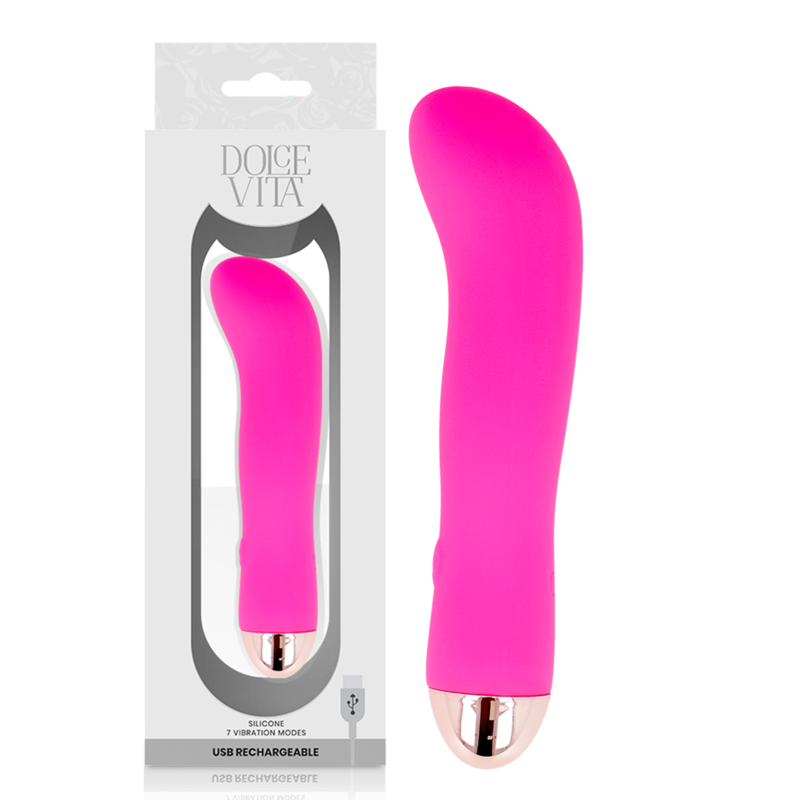 Vibratore Ricaricabile Dolce Vita — Silicone, 7 Velocità, Rosa
