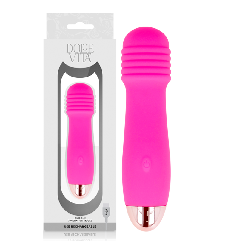 Vibratore Ricaricabile Dolce Vita Tre — Silicone, 7 Velocità, Rosa