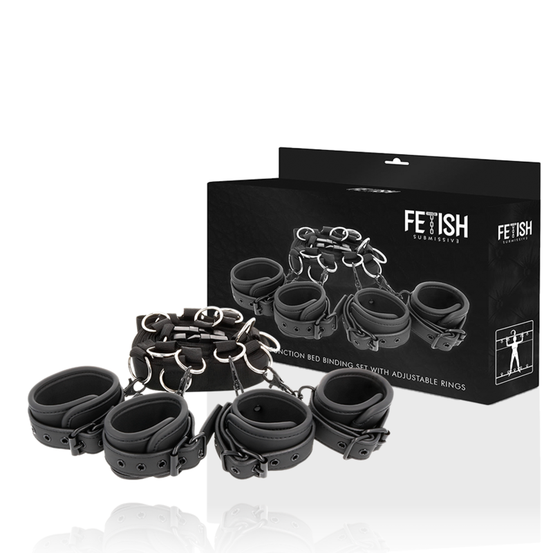 Kit Bondage Letto Fetish Submissive — Pelle Vegana, 4 Fasce