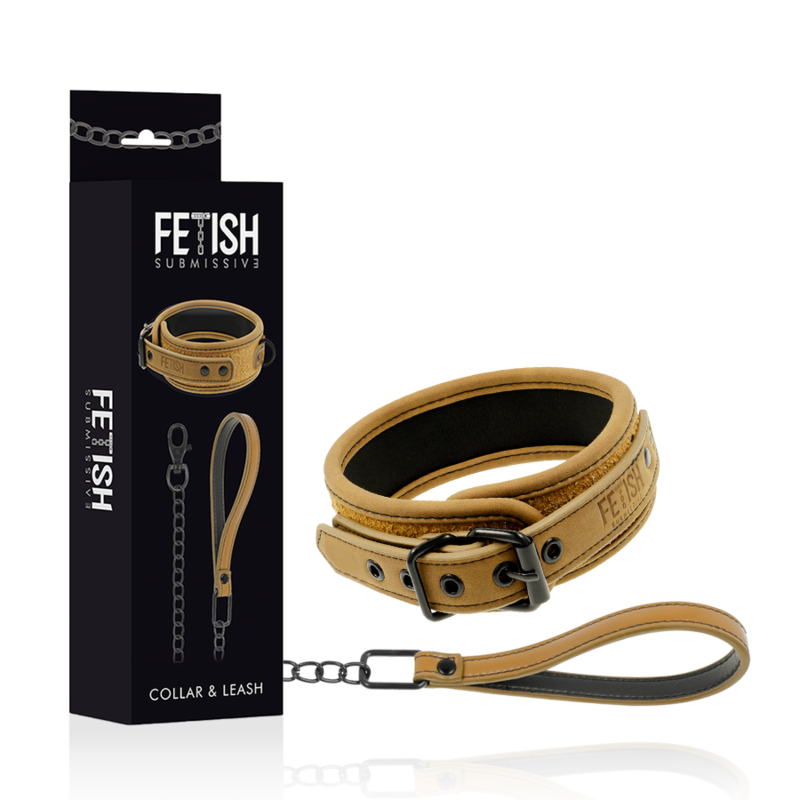 Collare BDSM con Catena e Manette Fetish Submissive Origin
