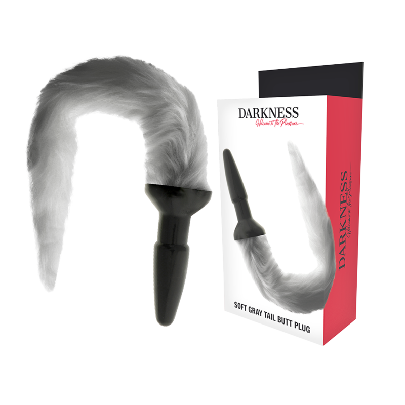 Plug Anale con Coda Darkness — Silicone, Grigio