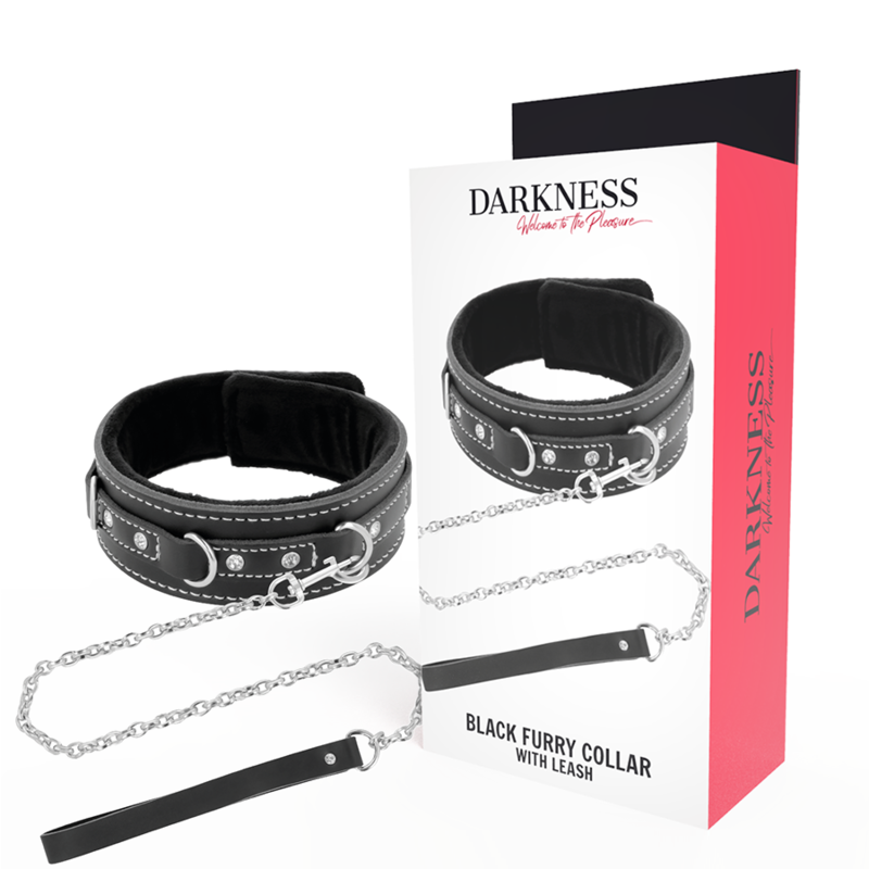 Collare BDSM con Guinzaglio Darkness — Pelle, Imbottito
