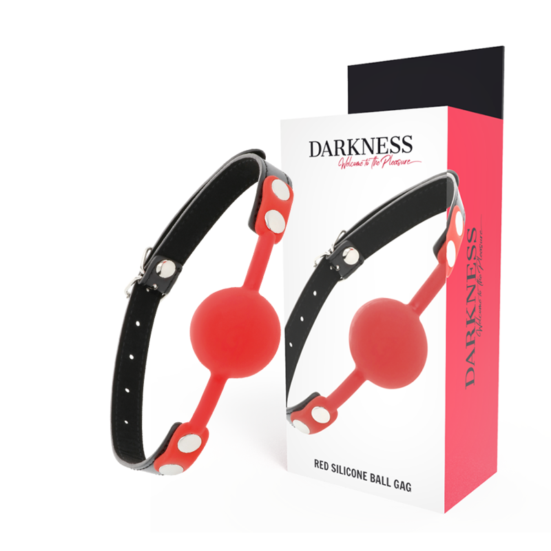 Bavaglio BDSM in Silicone Darkness — Cinturini in Pelle, Rosso