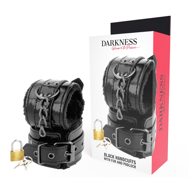 Manette BDSM Regolabili Darkness — Pelle PVC, Lucchetto Incluso