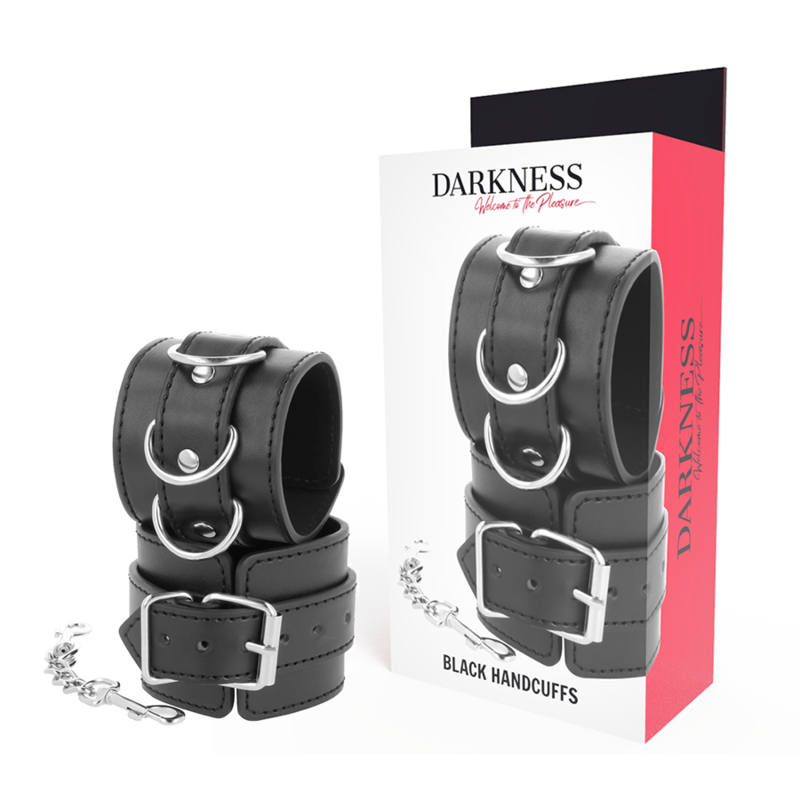 Manette BDSM in Pelle PVC Darkness — Polsini Regolabili, Nero