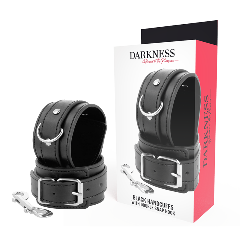 Manette BDSM Regolabili Darkness — Pelle PVC, Doppio Rinforzo