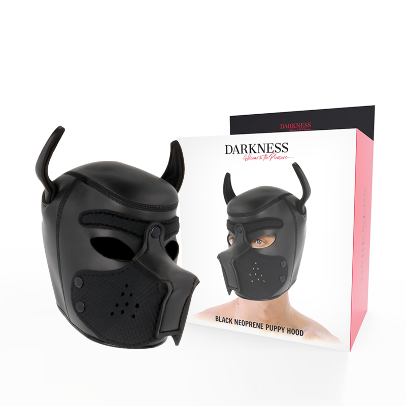 Maschera Petplay BDSM Darkness — Neoprene con Muserola, Taglia L