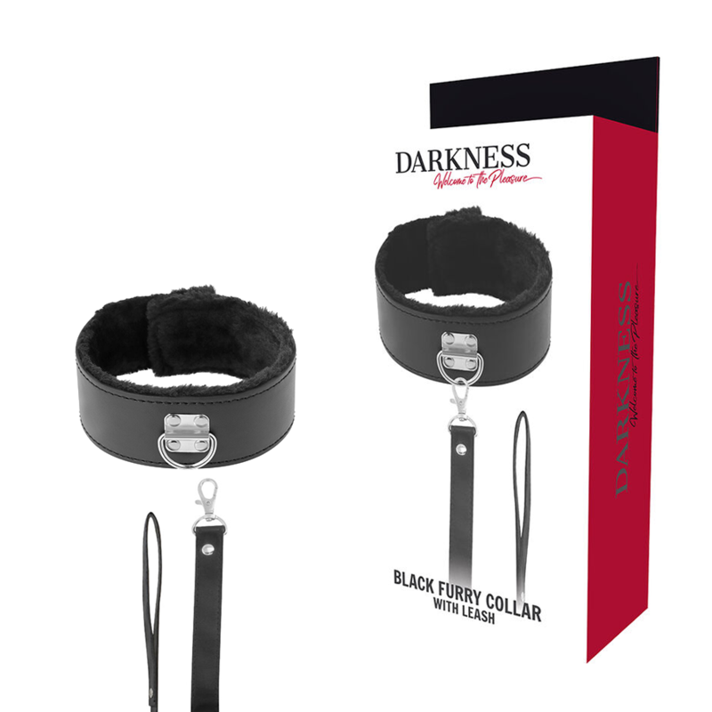 Collare BDSM Foderato con Catena Darkness — Neoprene Nero