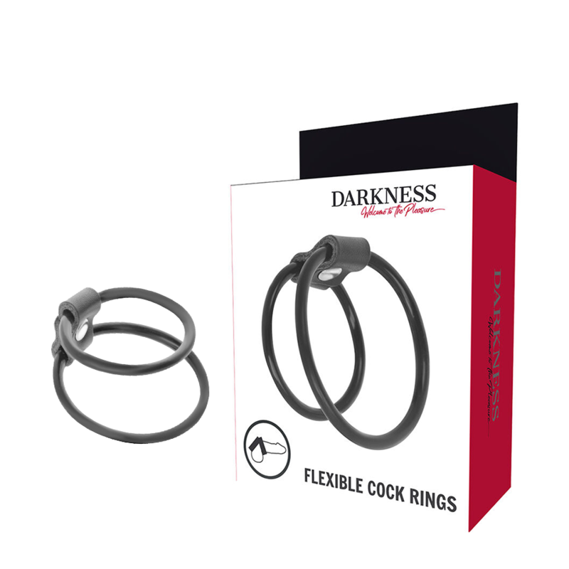 Anello Fallico Duo Potenziatore Darkness — TPR, Set 2 Pezzi