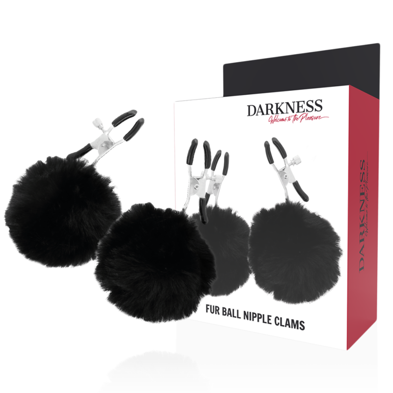 Morsetti Capezzoli Regolabili Darkness — con Pompon, Metal