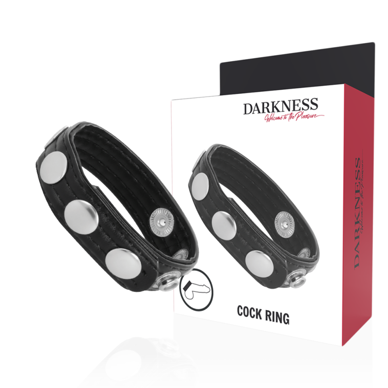 Anello Fallico Regolabile in Pelle Darkness — 5 Posizioni