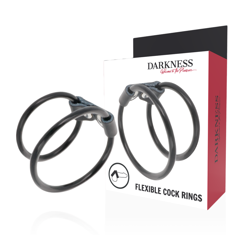 Anello Fallico Doppio Ritardante Darkness — Pelle e Gomma