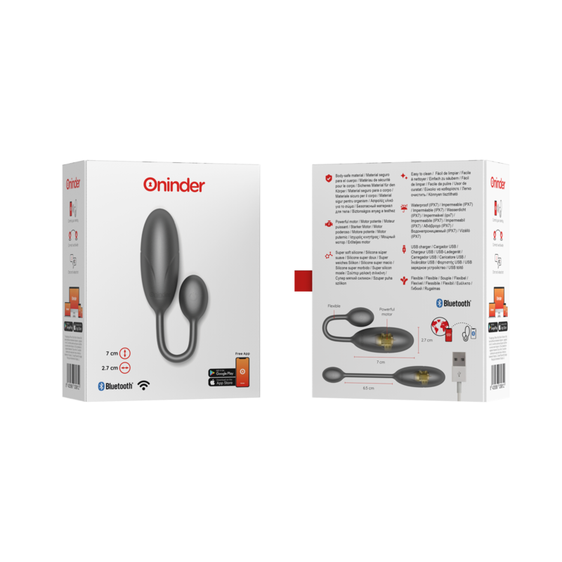 Uovo Vibrante con App Oninder Denver — Nero, 7 cm