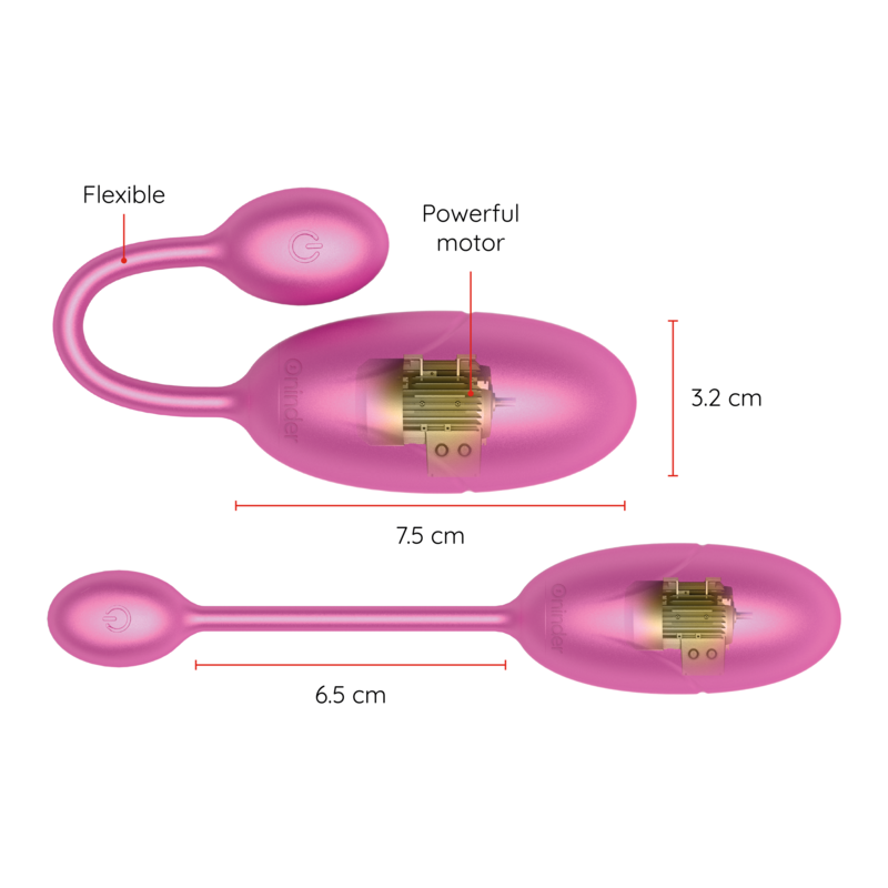 Uovo Vibrante con App Oninder Tokyo — Rosa, 7,5 x 3,2 cm