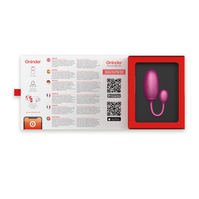 Uovo Vibrante con App Oninder Tokyo — Rosa, 7,5 x 3,2 cm