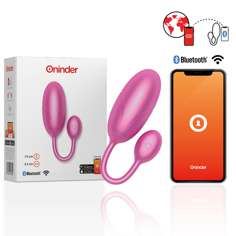 Uovo Vibrante con App Oninder Tokyo — Rosa, 7,5 x 3,2 cm