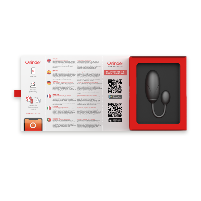 Uovo Vibrante con App Oninder Tokyo — 7,5 x 3,2 cm, Nero