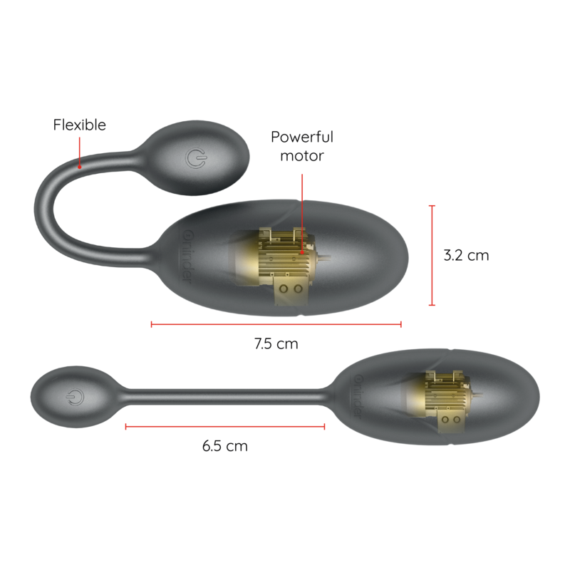 Uovo Vibrante con App Oninder Tokyo — 7,5 x 3,2 cm, Nero