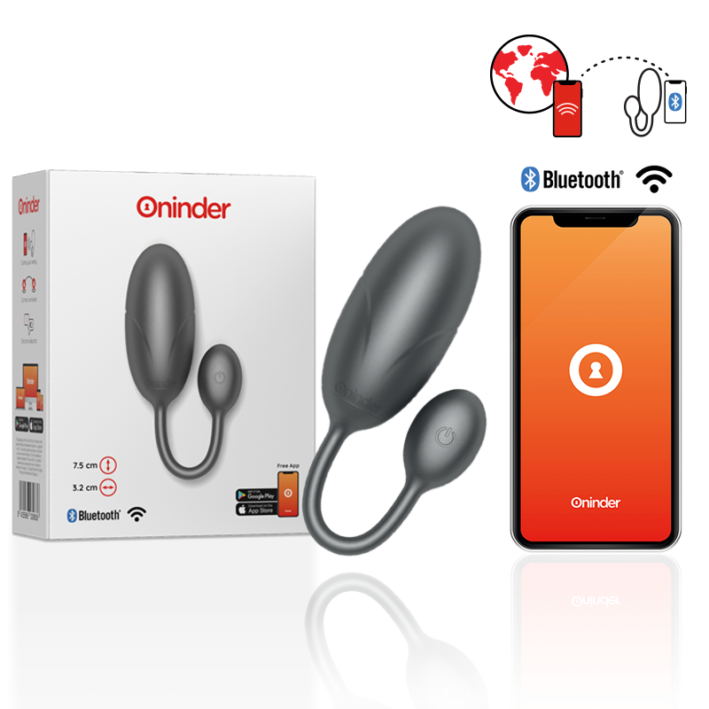 Uovo Vibrante con App Oninder Tokyo — 7,5 x 3,2 cm, Nero