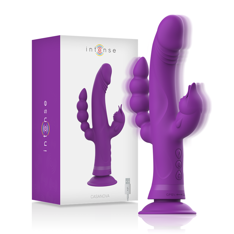 Vibratore Rabbit Triplo Motore Intense Casanova — Silicone, Viola