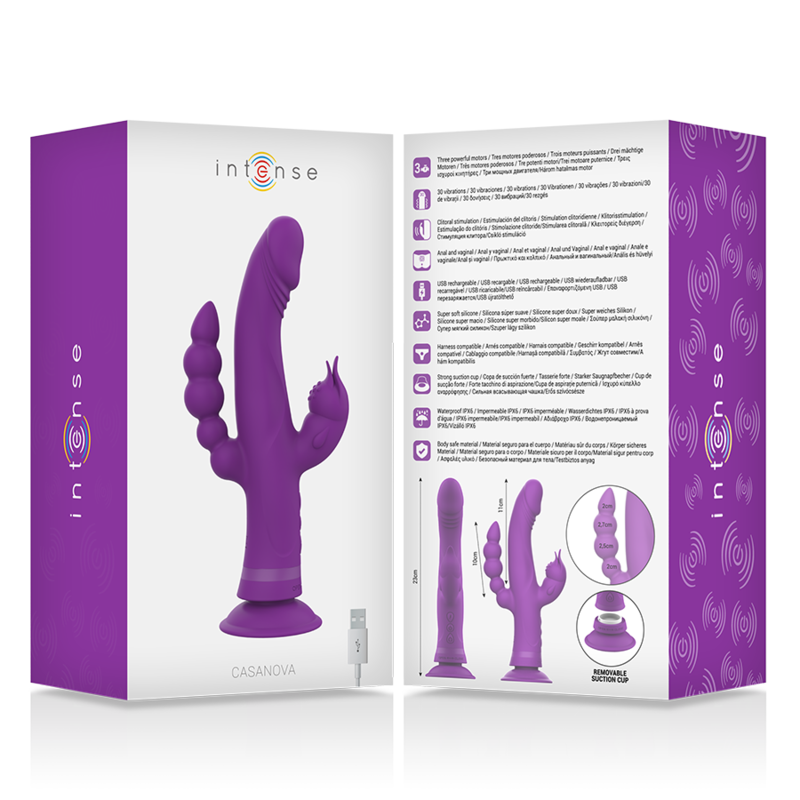 Vibratore Rabbit Triplo Motore Intense Casanova — Silicone, Viola