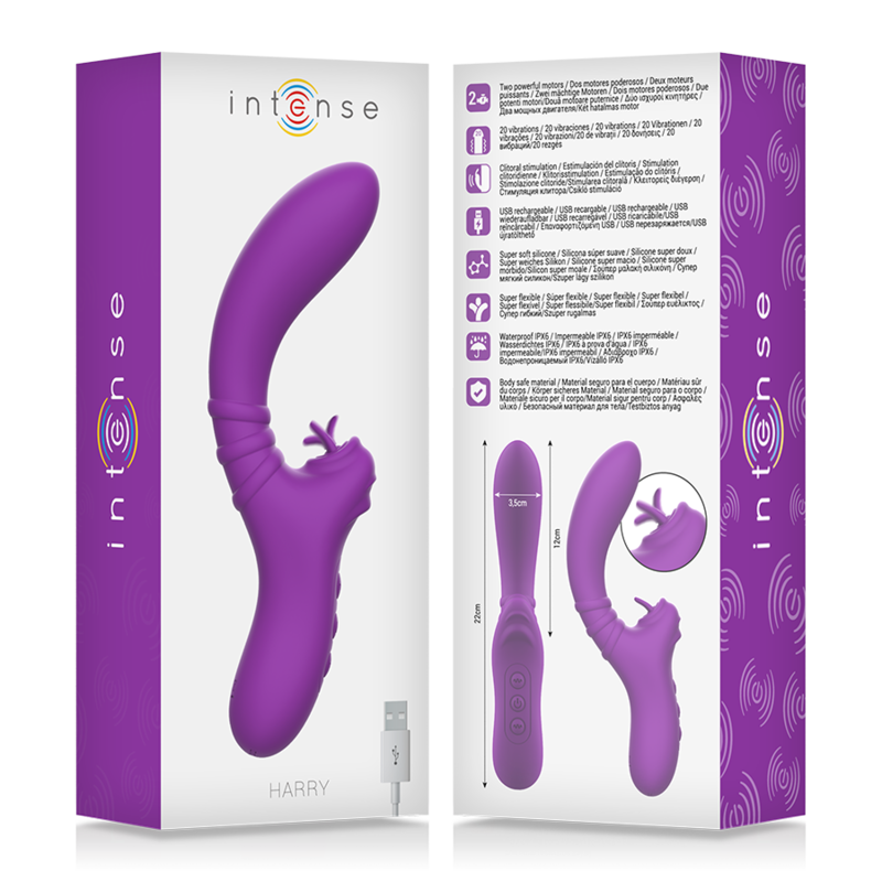 Vibratore Flessibile con Lingua Intense Harry — Viola