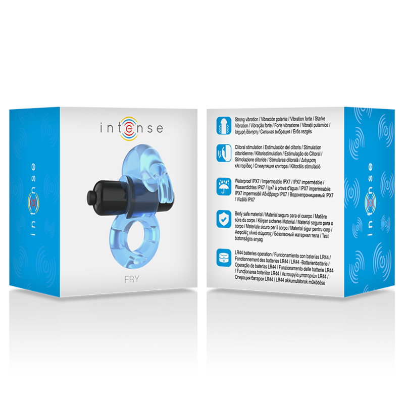 Anello Fallico Vibrante Intense Fry — Flessibile, Blu