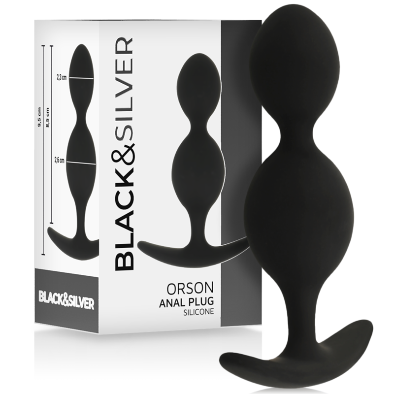 Plug Anale in Silicone Black&Silver Orson — 2 Onde, 9 cm