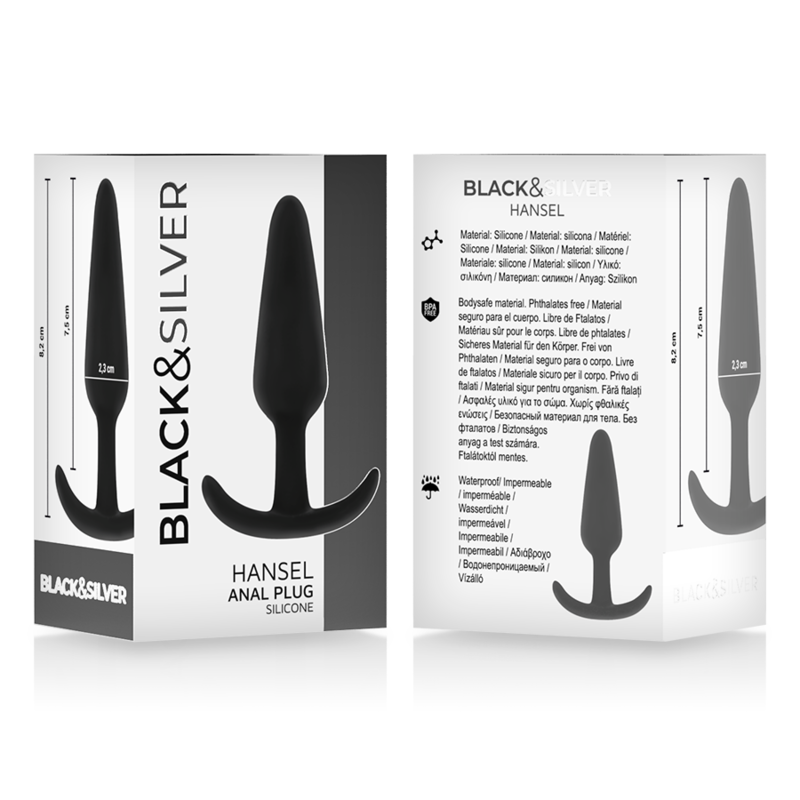 Plug Anale in Silicone Black&Silver Hansel — Taglia S